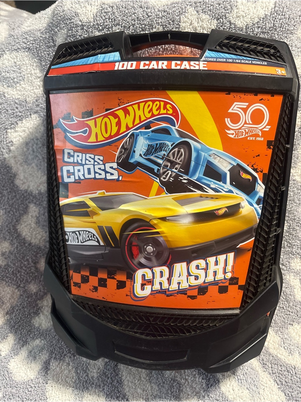 Hot Wheels 50th Anniversary Criss Cross Crash 100 Car Rolling Case w/ Handle
